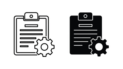 Obraz premium Gear Settings Vector Icon Set Flat Design Illustration. Modern style icon. Vector icon set. Glyph and solid icon set. Icon vector. Flat Design Icon. line icon set