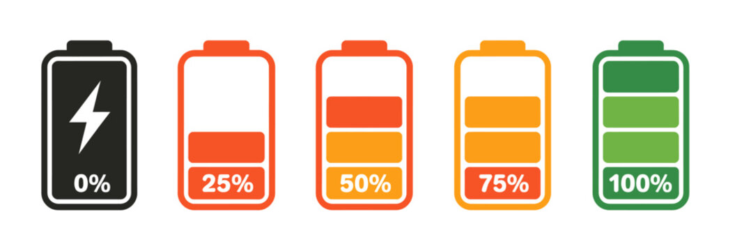 Battery Charge Levels Illustration for Technology Devices