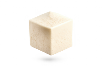 Ivory cube with a pyramidal top on transparent background image data.