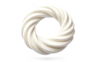 Creamy White Torus, Swirl Shape, on transparent background, 3D Render
