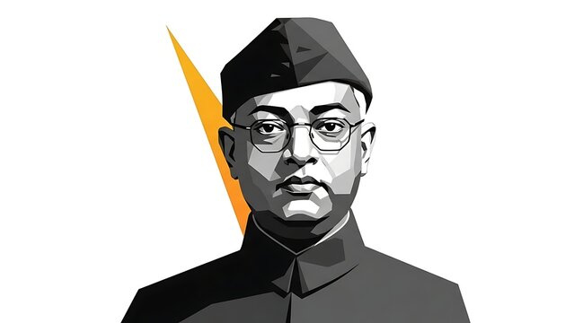 Netaji Subhas Chandra Bose Jayanti Minimal Vector Illustration with INA Cap