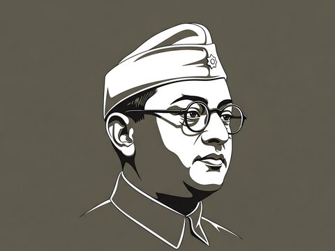 Netaji Subhas Chandra Bose Jayanti Minimal Vector Illustration with INA Cap