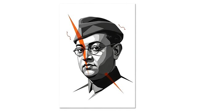 Netaji Subhas Chandra Bose Jayanti Minimal Vector Illustration with INA Cap
