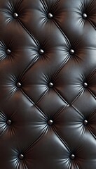 Naklejka premium Elegant Deep Brown Leather Button Tufted Upholstery with Luxurious Texture and Timeless Design