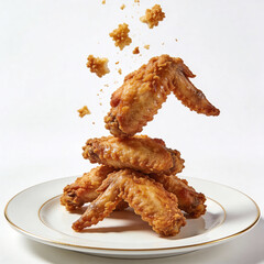 Crispy chicken on white background