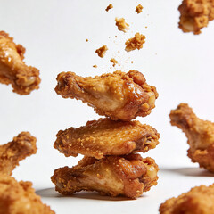 Crispy chicken on white background