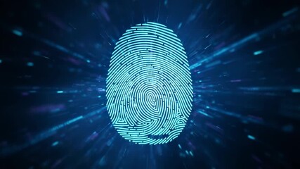 Futuristic digital fingerprint animation scanning for biometric identification and secure access. Representing concepts of cybersecurity. Surveillance. And advanced technological crime investigation - Powered by Adobe