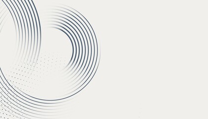 Background with circular lines and dots with motion effect, in Cloud dancer color geometric graphic design, blank, copy space for text