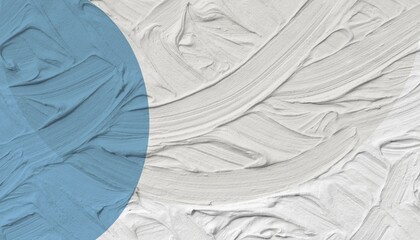 Semi circles on Textured paint background Cloud dancer and Baltic sea color, blue, broken white tones, trendy colors, modern, design, contemporary art