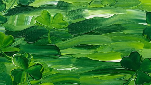 Abstract green shamrock painting background texture for st patricks day celebration