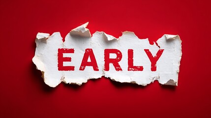 A piece of torn paper displays the word "EARLY" against a bright red background