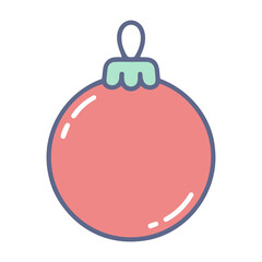 Obraz premium A minimalist vector illustration of a pink Christmas ornament with a green cap