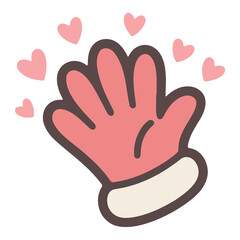 Obraz premium A cartoon hand with hearts floating around it in a playful vector graphic design
