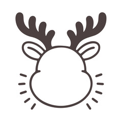Obraz premium A minimalist vector graphic of a reindeer head with antlers and a cheerful expression