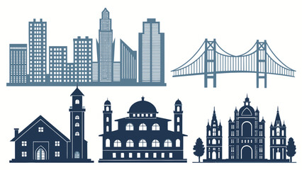 Fototapeta premium City skyline with various architectural buildings and bridge