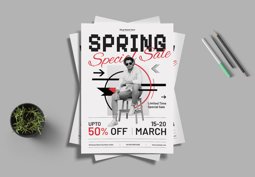 Modern Fashion Spring Sale Flyer Template For Clothing Store