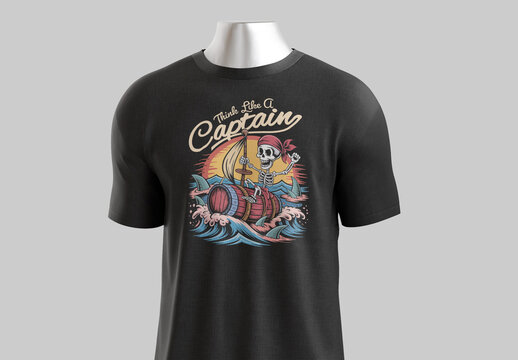 Tshirt Design With Pirate Skeleton Adventure Graphic
