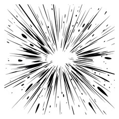Obraz premium Hand drawn line art illustration of a radial burst depicting speed and explosion for graphic design