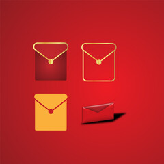 illustration of a set of icons chinese theme on the theme of email.