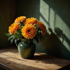 Marigolds in vase