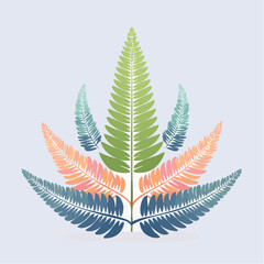 Stylized fern fronds in pastel colors against a soft background