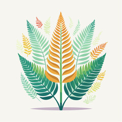 Stylized fern illustration colorful plant design on a neutral background