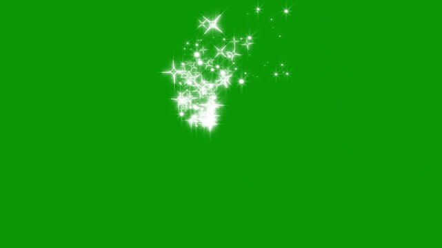 Glitter sparkles twinkle stars line and twinkle sparkle stars animation, cartoon doodle sparkles, star sparkle vector doodles, glowing light effect in seamless 4K green screen animation for video