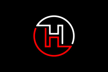 Obraz premium This is a white and red letter H and circle logo suitable for use in logo designs for children's toy companies, assembly, technicians, workshops, manufacturing, automotive, children's toys, plain