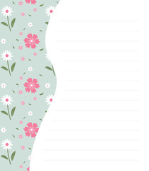 Floral Lined Stationery Note Template with Elegant Wildflower Border