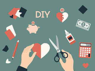 An abstract design for presentations, wallpapers and backgrounds. Concept of education, learning, and creativity with a pencil and geometric shapes.