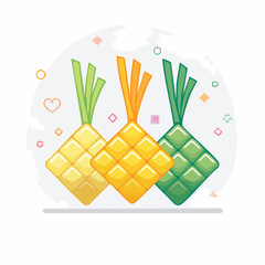 Colorful ketupat illustration isolated food graphic for cultural themes