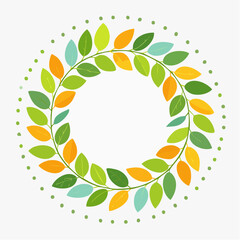 Colorful leaf wreath design floral circle for decoration and celebration