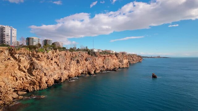 Lara cliffs overlooking Mediterranean Sea near Antalya coastline