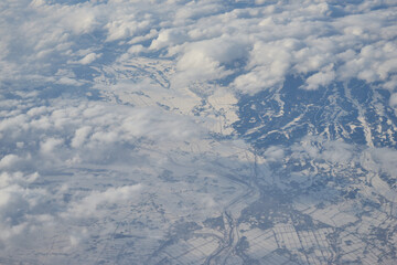 北海道上空からの景色