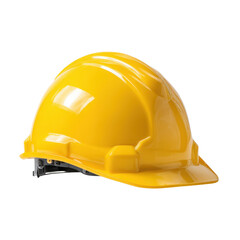 Fototapeta premium Yellow safety helmet hard hat, industrial construction head protection gear, glossy plastic PPE for worksite safety isolated on Transparent Background
