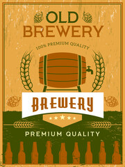 Brewery poster. placard for beer production. template with place for text