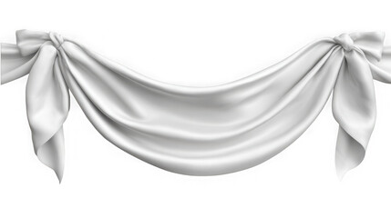 Elegant white satin bow isolated on transparent background