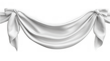 Elegant white satin bow isolated on transparent background
