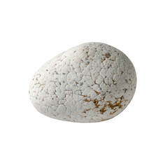 Fototapeta premium Textured white stone egg, cracked speckled pebble object, natural mineral surface for design and realistic mockups isolated on Transparent Background