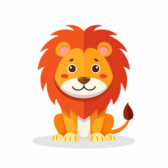 Cartoon lion illustration sitting smiling against white background