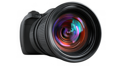 Camera lens close-up isolated on transparent background