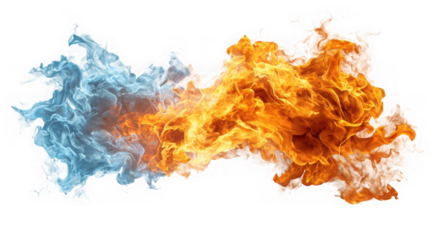 Colorful smoke clouds isolated on transparent background