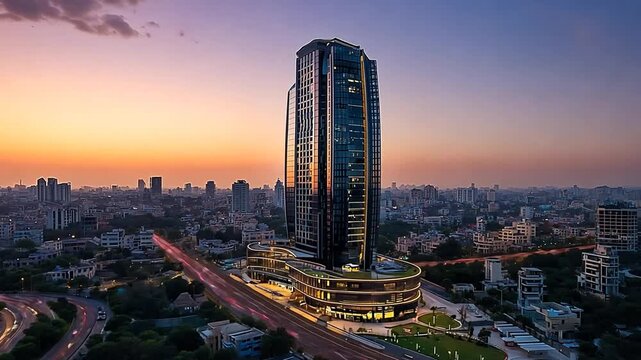 drone timelapse of hyderabad financial district in telangana video conceptual