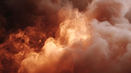 Dynamic abstract swirls of fiery orange and red smoke and flame creating a dramatic intense and energetic visual display of heat and movement