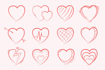 Cute doodle love heart collection