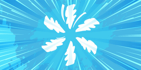 Anime explosion background with radial lines - dynamic starburst with speed motion effect. Blue and white halftone pattern
