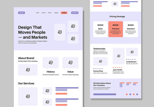 Modern Wireframe Landing Page Layout