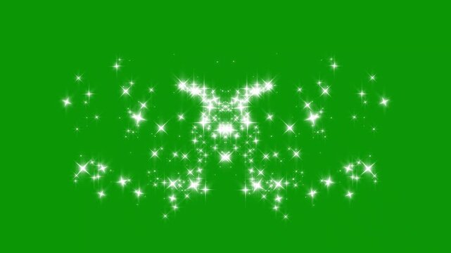 4k Magic glitter sparkle line trail animated, glowing light effect glitter loop star, white cartoon doodle sparkles glitter, flat, vector, flat vector doodles, particle glitter effect on green screen