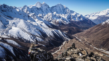 The panorama of the Himalayas in Nepal