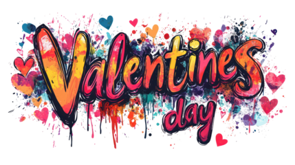 Colorful valentine's day illustration with hearts and love theme